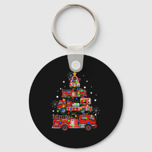 Funny Christmas Decor Firefighter Truck Christmas  Keychain