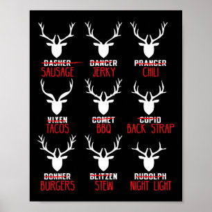 Funny Christmas Deer Hunters All Of Santa's Reinde Poster