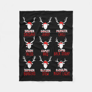 Funny Christmas Deer Hunting Hunters All Of Santa' Fleece Blanket