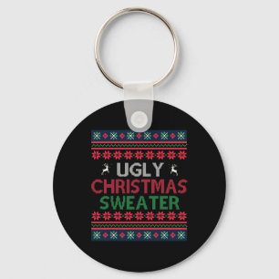 Funny Christmas Design Ugly Xmas Sweater Party Men Keychain