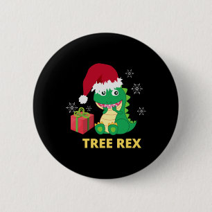 Funny Christmas Dinosaur Tree Rex   2 Inch Round Button