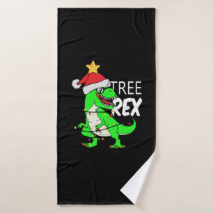 Funny Christmas Dinosaur Tree Rex Bath Towel