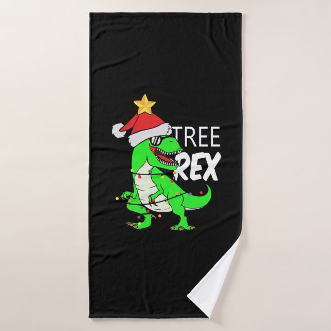 Funny Christmas Dinosaur Tree Rex   Bath Towel (Bath Towel)