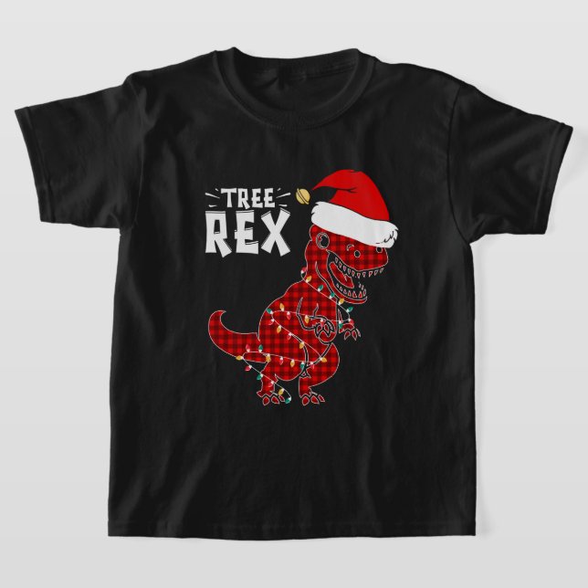 Funny Christmas Dinosaur Tree Rex T-Shirt (Laydown)
