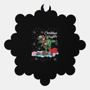 Funny Christmas Dinosaur Wraptor Velociraptor Ornament Card