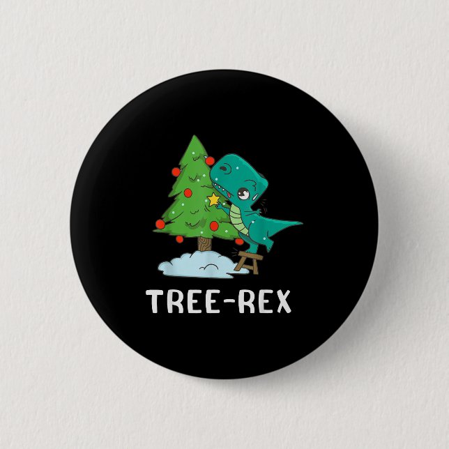 Funny Christmas Dinosaurs Christmas Tree Rex Cute  2 Inch Round Button (Front)