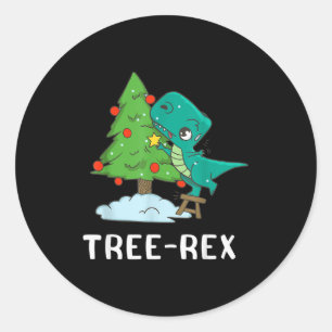 Funny Christmas Dinosaurs Christmas Tree Rex Cute Classic Round Sticker