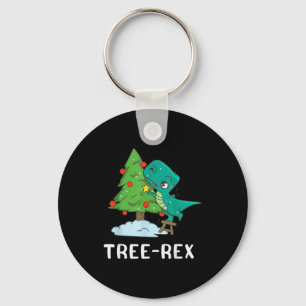 Funny Christmas Dinosaurs Christmas Tree Rex Cute  Keychain