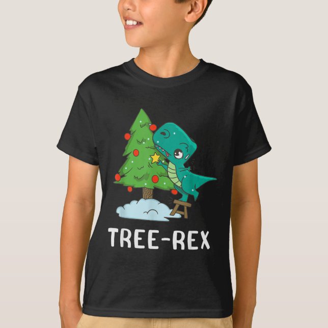 Funny Christmas Dinosaurs Christmas Tree Rex Cute  T-Shirt (Front)