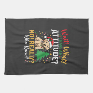 Funny Christmas Dog Attitude Holiday Kitchen Towel