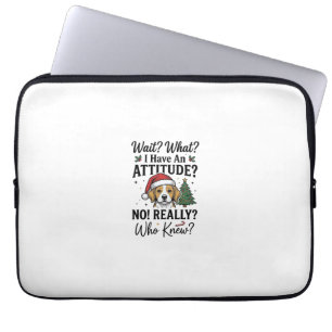 Funny Christmas Dog Attitude Vintage Engraving Shi Laptop Sleeve
