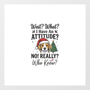Funny Christmas Dog Attitude Vintage Engraving Shi Window Cling