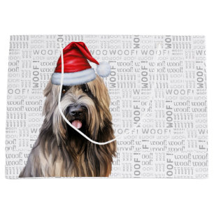 Funny Christmas Dog Briard Shepherd Holiday Large Gift Bag