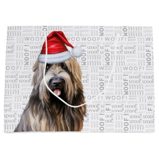Funny Christmas Dog Briard Shepherd Holiday Large Gift Bag