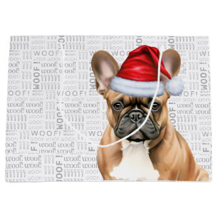 Funny Christmas Dog Frenchie Lover Holiday Large Gift Bag