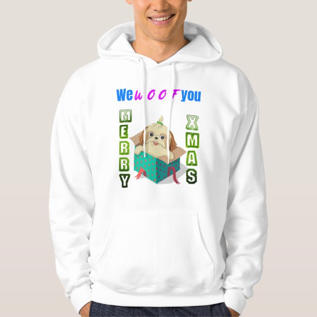 Funny Christmas dog lover greeting Hoodie (Front)