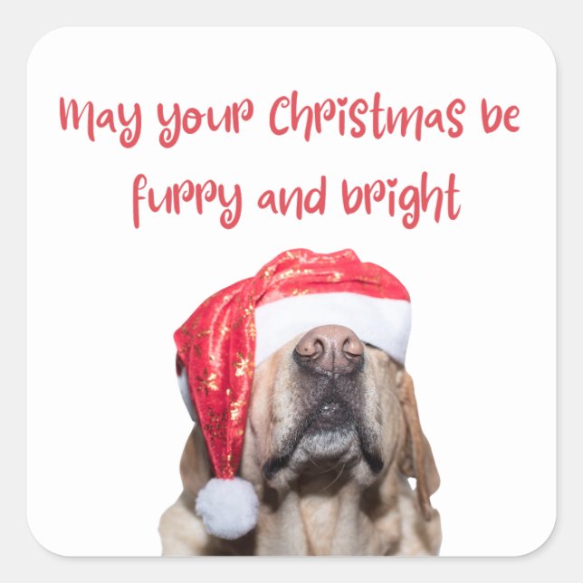 funny christmas dog square sticker (Front)