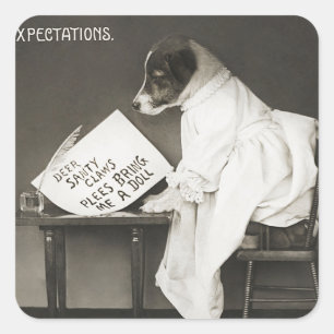 Funny Christmas Dog Xmas Expectations Holiday Square Sticker