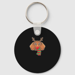 Funny Christmas Dog Xmas Reindeer Dachshund Holida Keychain