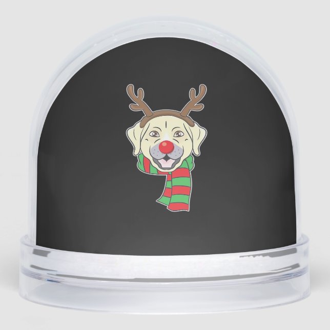 Funny Christmas Dog Xmas Reindeer Labrador Holiday Snowglobe (Front)