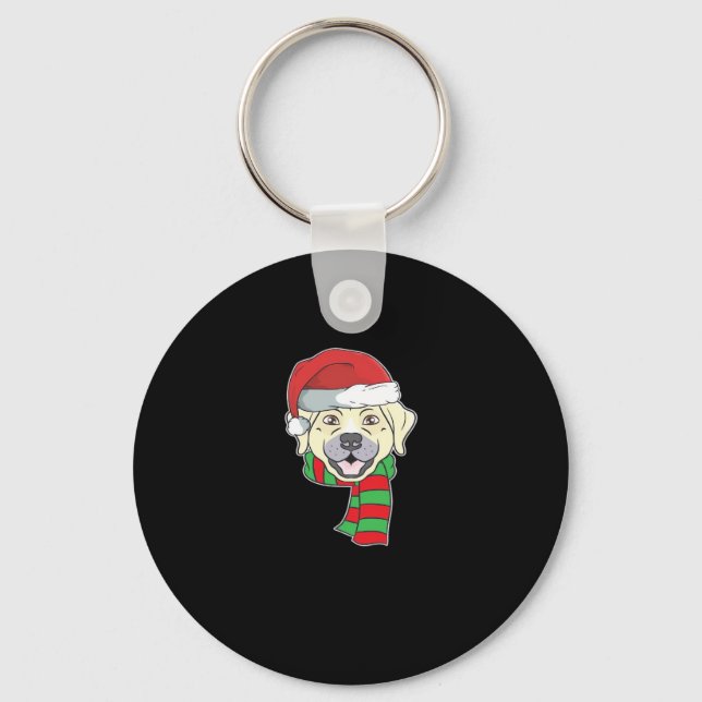 Funny Christmas Dog Xmas Santa Labrador Holiday Gi Keychain (Front)