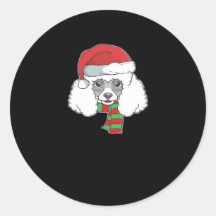 Funny Christmas Dog Xmas Santa Poodle Holiday Gift Classic Round Sticker