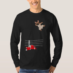 Funny Christmas Dog Xmas Wrestling Santa Gift T-Shirt
