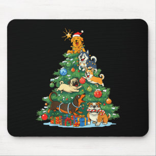 Funny Christmas Dogs And Tree For Dog Lover Xmas O Mouse Pad