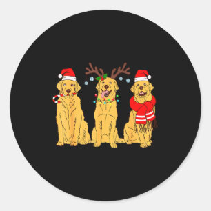 Funny Christmas Dogs Design Dog Christmas Wearing Classic Round Sticker