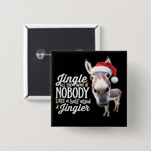 Funny Christmas Donkey Lovers Farm Holiday Animal 2 Inch Square Button