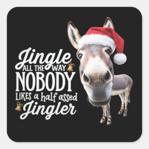Funny Christmas Donkey Lovers Farm Holiday Animal Square Sticker