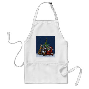 Funny Christmas drinking party cartoon art apron