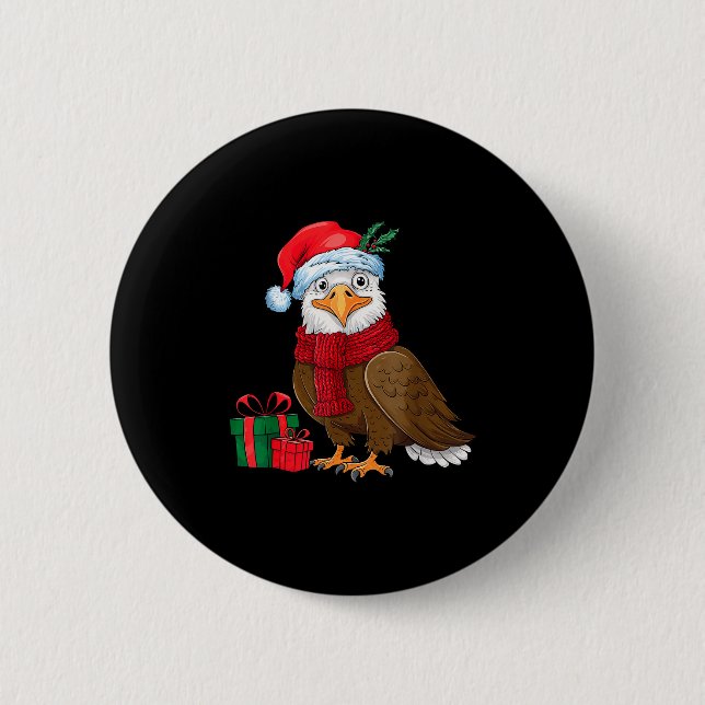 Funny Christmas Eagle Patriotic Bald Eagle With Sa 2 Inch Round Button (Front)