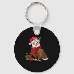 Funny Christmas Eagle Patriotic Bald Eagle With Sa Keychain