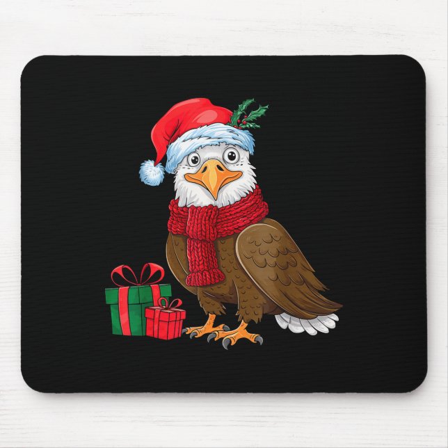 Funny Christmas Eagle Patriotic Bald Eagle With Sa Mouse Pad (Front)