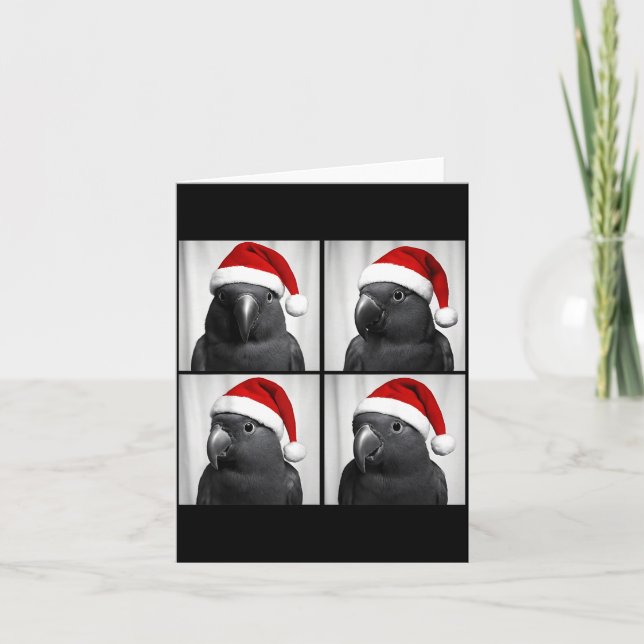 Funny Christmas Eclectus Parrot Santa Photo Booth  Card (Front)