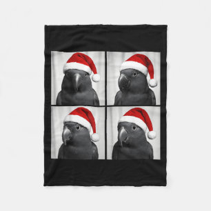 Funny Christmas Eclectus Parrot Santa Photo Booth  Fleece Blanket