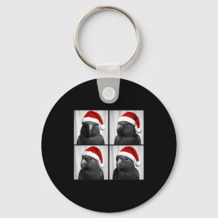 Funny Christmas Eclectus Parrot Santa Photo Booth  Keychain