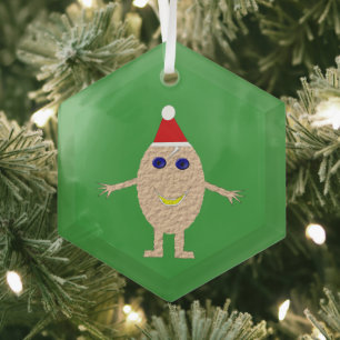 Funny Christmas Egg Glass Ornament