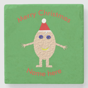 Funny Christmas Egg Stone Coaster
