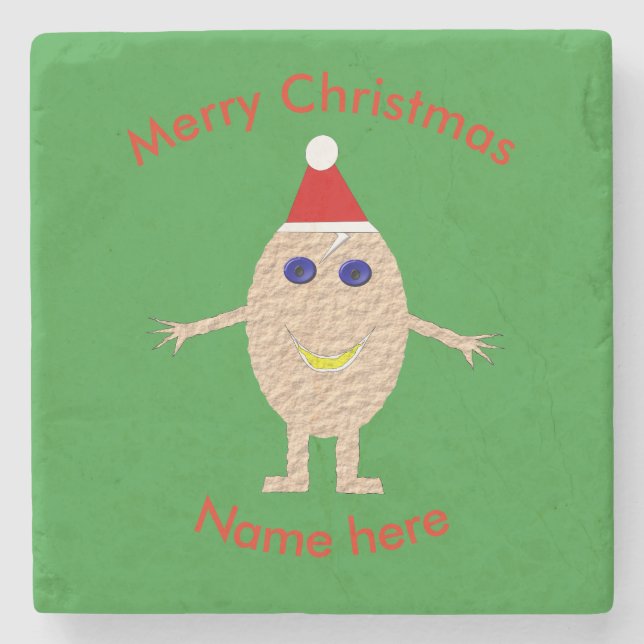 Funny Christmas Egg Stone Coaster (Front)