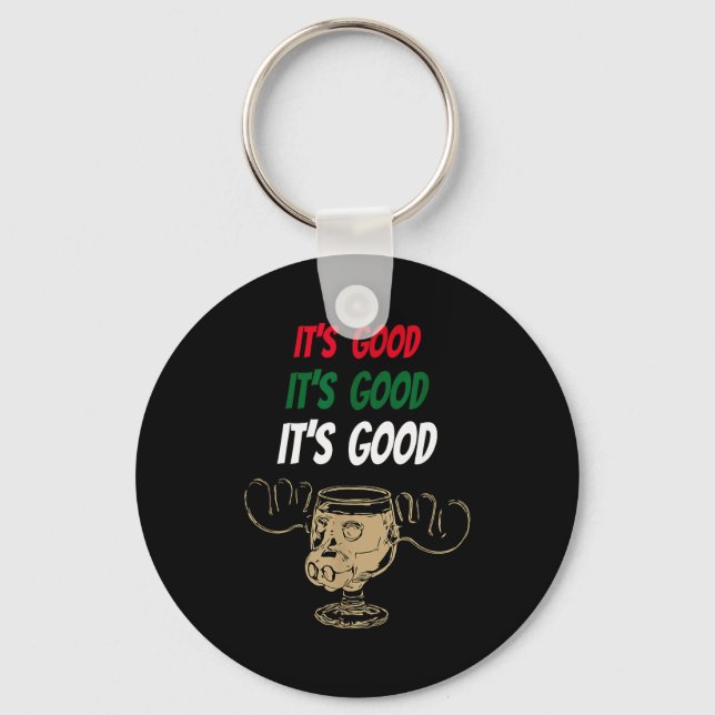 Funny Christmas Eggnog It's Good Moose Cup For Egg Keychain (Front)