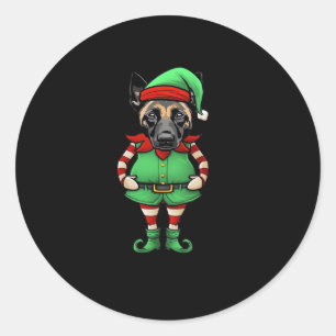 Funny Christmas Elf Belgian Malinois Dog Classic T Classic Round Sticker