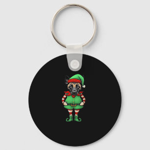 Funny Christmas Elf Belgian Malinois Dog Classic T Keychain