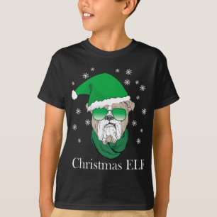 Funny Christmas Elf - Cool Bulldog In Sunglasses ' T-Shirt