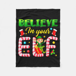 Funny Christmas Elf Design Believe In Your Elf Men Fleece Blanket