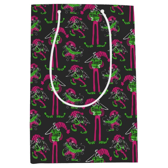 Funny Christmas Elf Gnome  Medium Gift Bag (Front)