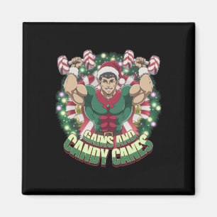 Funny Christmas Elf Gym Workout Gains And Candy Ca Magnet
