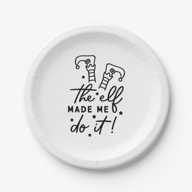 Funny Christmas Elf made me Do it Funny Retro Cool Paper Plate (Front)