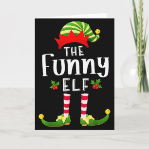 Funny Christmas Elf Matching Pajama X-mas Party Card